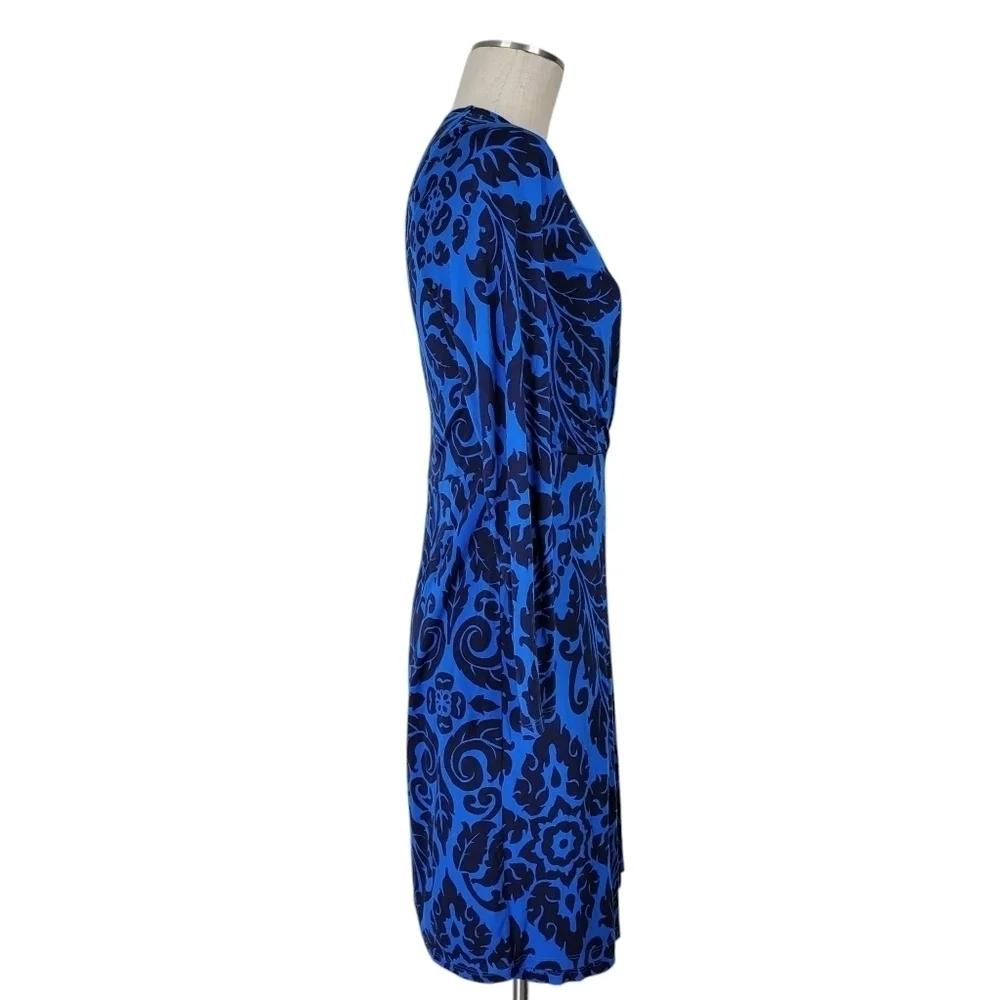 Boden Henrietta Faux Wrap Dress Size 8 Blue Navy Surplice Long Sleeve Jersey